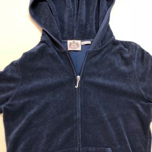 Juicy Couture Zip Up Sweatshirt, Size Medium, Navy